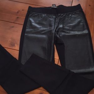 Front strip pleather leggings